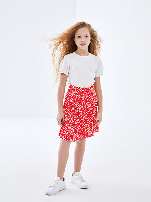 Beli Lastikli ?i?ekli K?z ?ocuk Etek - Waikiki фото 4