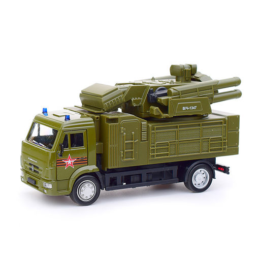Машина металл Kamaz Армия России 15 см, (двер, подв. дет,свет-звук) инер, в коробке