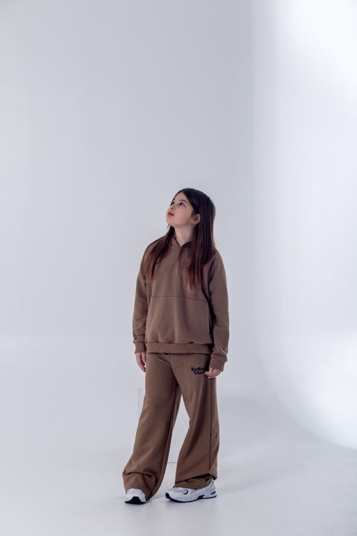 068 Детский костюм с палаццо, футер трехнитка петля, мокко - Knitka wear фото 4