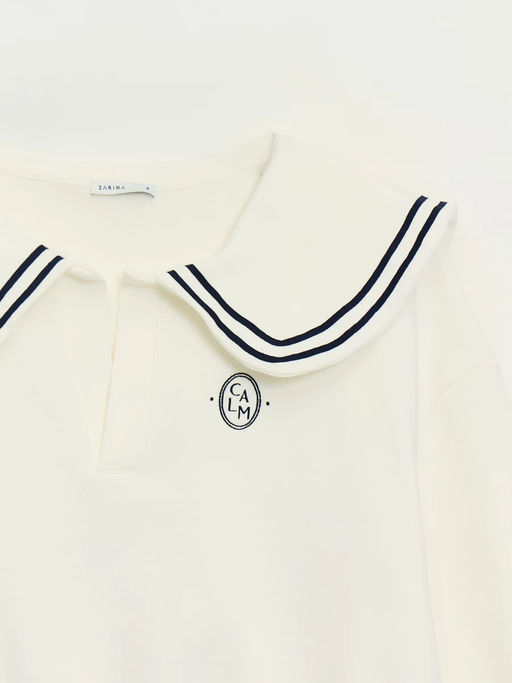 Толстовка из хлопка с отложным воротником / Zarina  фото 11