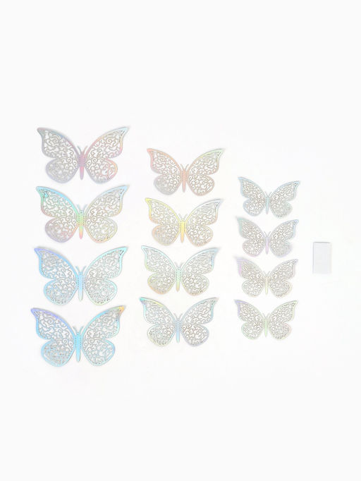 Набор для украшения Бабочки, 12 штук, голография, цвет серебро - Страна карнавалия фото 2