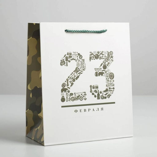 Цена за 2 шт. Пакет подарочный ламинированный, упаковка, «23 февраля», ML 23×27×11.5 см