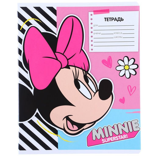 Цена за 10 шт. Тетрадь 12 листов, 5 видов МИКС, линейка, мелованная бумага, Минни Маус - Disney фото 6