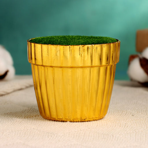 Цена за 5 шт. УЦЕНКА Флористическое кашпо «Трапеция», с вкладышем из пенопласта, 9×9×7 см, золотистое