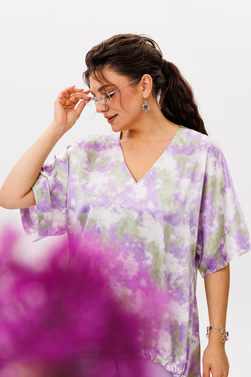 Блуза ANELLI 1606 лавандовое поле  фото 3