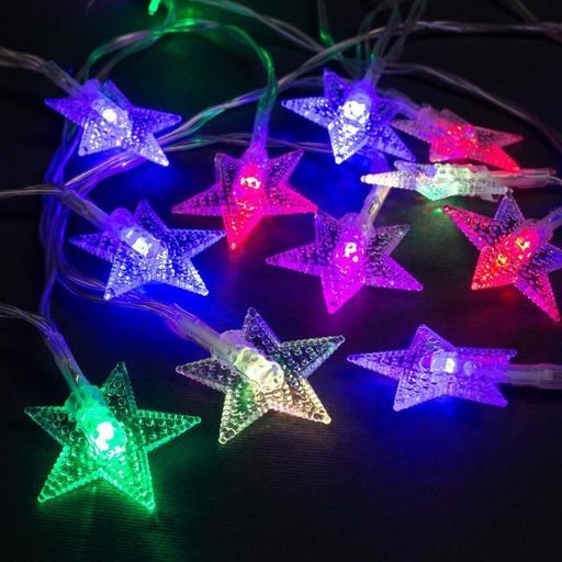 Гирлянда Нить 3 м с насадками Звёзды, IP20, прозрачная нить, 20 LED, свечение мульти (RG/RB), мигание, USB