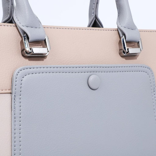 Сумка тоут на молнии, наружный карман, длинный ремень, цвет бежевый/серый - Simaland фото 4