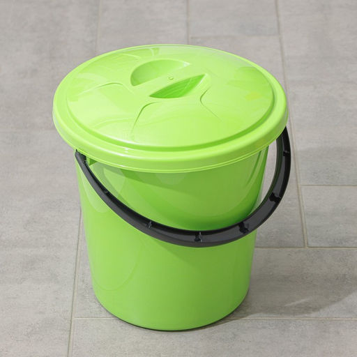 Ведро с крышкой и сливом, 10 л, d=32 см, h=26 см, МИКС