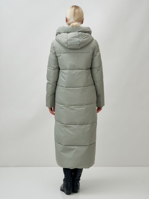 Пальто утепленное стеганное зимнее с капюшоном женское зеленого цвета 9611Z - Mtforce фото 14
