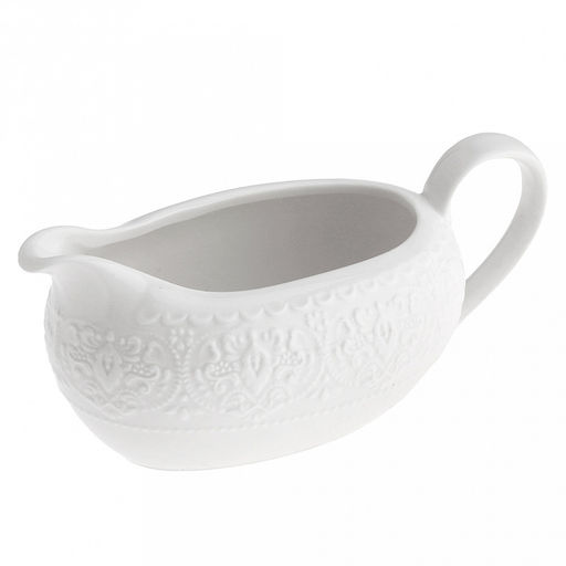 Русь Соусник фарфоровый 200мл, 7,3х15см h6,8см, белый, рельефный декор (Китай) - Домашняя мода фото 3
