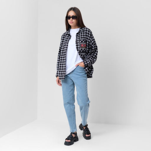 Джинсы женские мом MIST: Denim, размер (25) 40-42, голубые