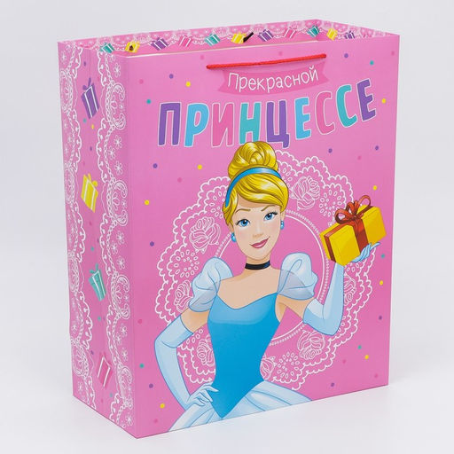 Пакет подарочный Прекрасной принцессе!, Принцессы, 40х49х19 см - Disney фото 2