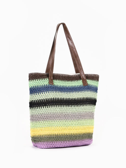 Сумка пляжная на молнии, на подкладке, зелёная/синяя/чёрная - Simaland фото 4