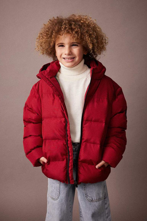 Водоотталкивающая куртка-пуховик с капюшоном для мальчиков - Defacto фото 3