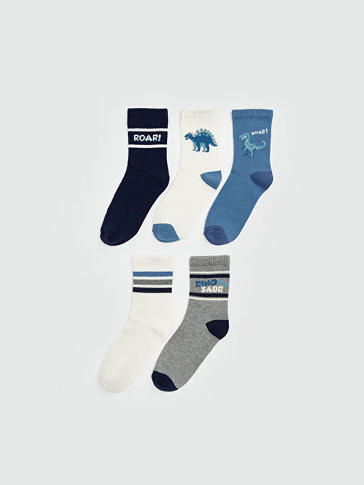 Dinozor Desenli Erkek ?ocuk Soket ?orap 5li