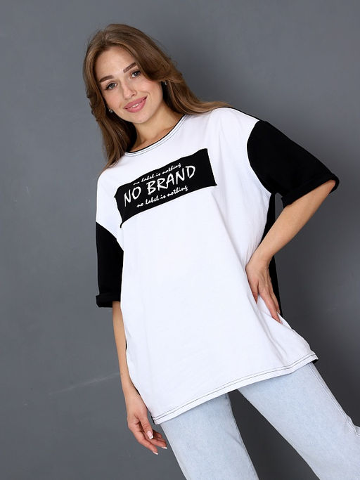 Футболка Женская Оверсайз No Brand цвет Черный - Амавес-текстиль фото 8