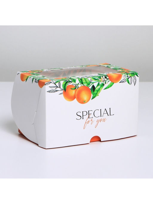 Цена за 5 шт. Кондитерская упаковка коробка двухсторонняя «Апельсины», 16 х 10 х 10 см