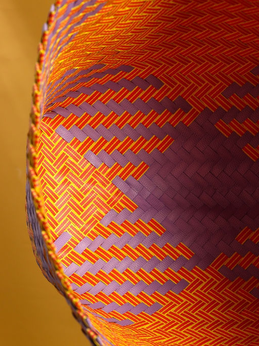 Сумка плетёная, 30×15×45 см, пластик, сиренево-жёлтая