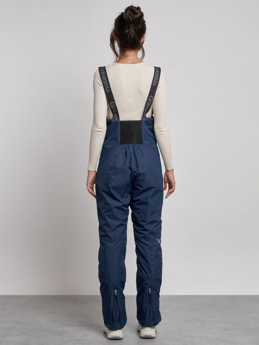 Полукомбинезон с высокой посадкой женский зимний темно-синего цвета 7605TS - Colannia фото 5