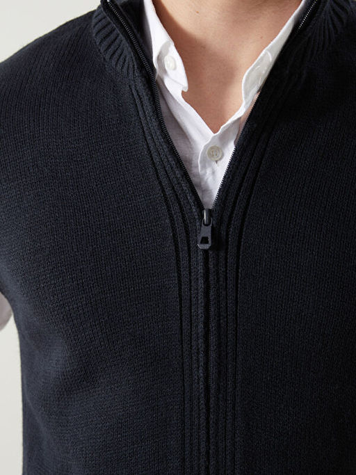 Standart Kal?p Dik Yaka Erkek Triko Yelek