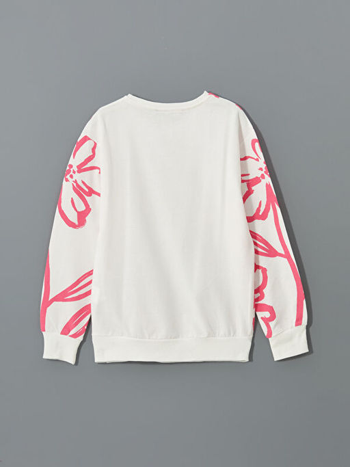 Bisiklet Yaka ?i?ekli K?z ?ocuk Sweatshirt - Waikiki фото 3