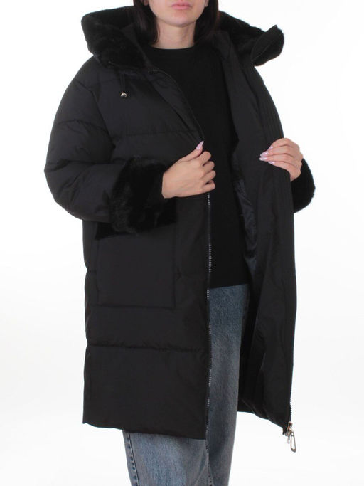 6093 BLACK Куртка зимняя женская оверсайз (200 гр. холлофайбер)