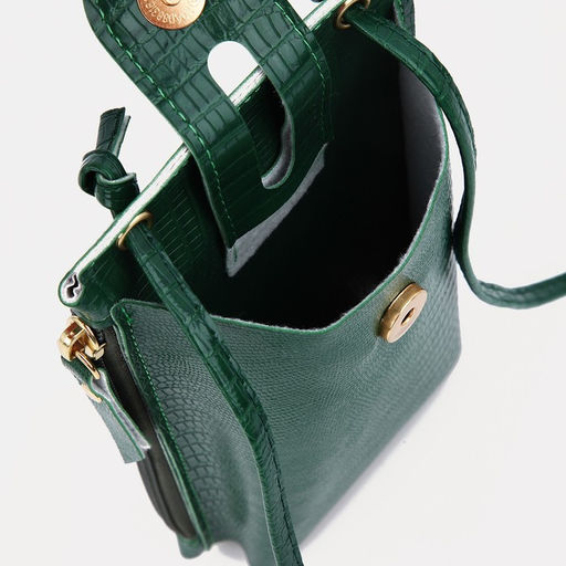 Сумка на магните, с длинным ремнём, однотонная, 10×2.5×20 см, зелёная