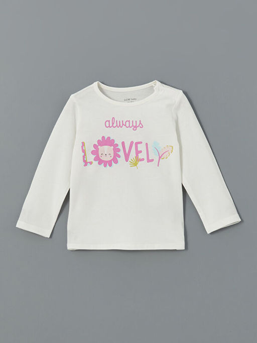 Bisiklet Yaka Bask?l? K?z Bebek Pijama ?st