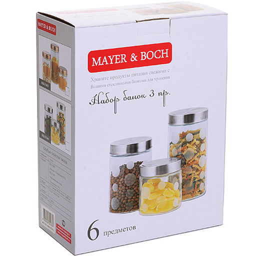 31064 Банки для сыпучих 3пр1,7+1,25+0,850л.MB (х4) - Mayer&boch фото 4