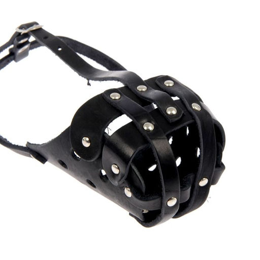 Намордник кожаный цельнокроенный питбультерьер, ДН 8 см, ОМ 30 см, чёрный - Пижон фото 3