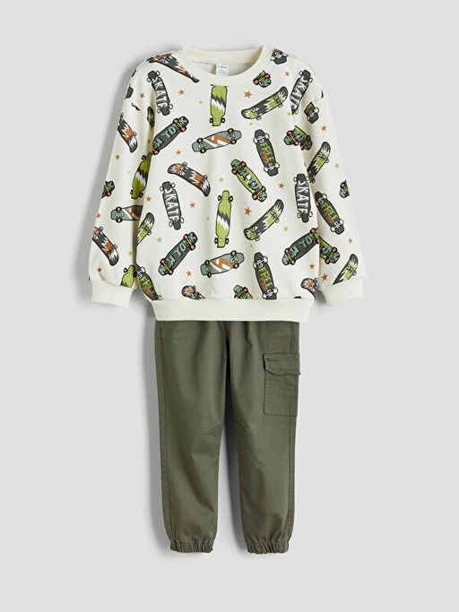 Bisiklet Yaka Erkek ?ocuk Sweatshirt ve E?ofman Alt