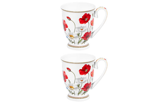 Набор 2 кружек 300 мл 11*8*11 см Маки на ножке, NEW BONE CHINA - Elan gallery фото 4
