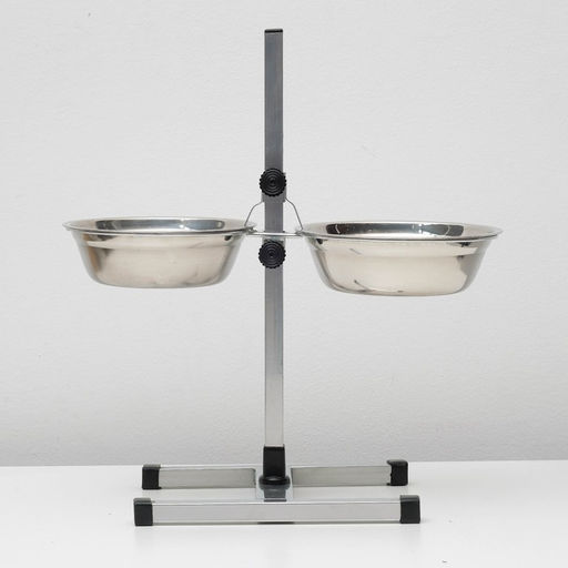 Подставка с мисками, 2 х 1,5 л, высота 50 см, разборная с верхним фиксатором, хром - Пижон фото 5