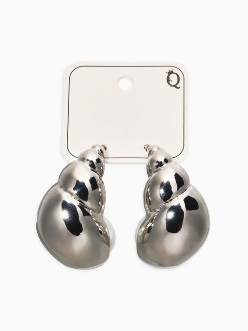 Серьги «Морской мир», улитка, белые в серебре