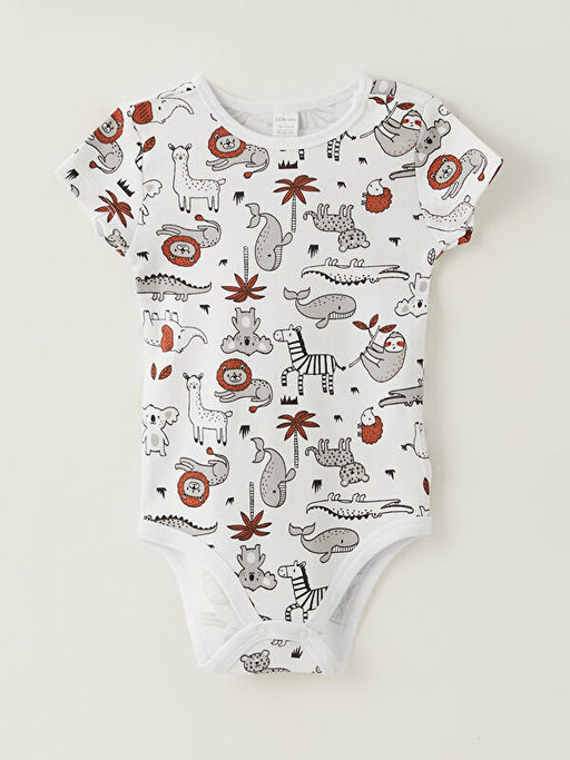 Bisiklet Yaka Uzun Kollu Bask?l? Erkek Bebek ??t??tl? Bodysuit 2li