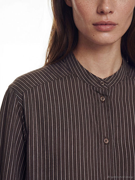 Hakim Yaka ?izgili Kad?n G?mlek Tunik