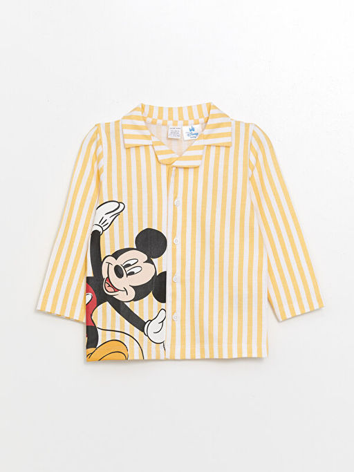 Polo Yaka Uzun Kollu Mickey Mouse Bask?l? Erkek Bebek Pijama Tak?m? - Waikiki фото 2