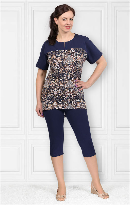 Костюм домашний с бриджами, синий (459-3)