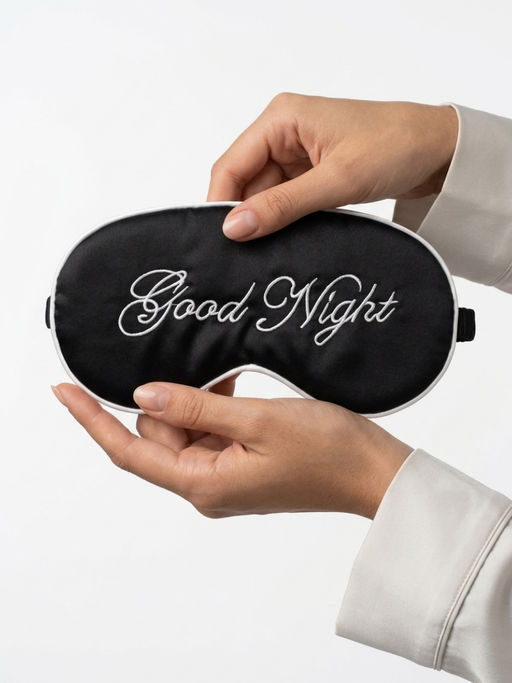 Nail Art Маска для сна женская на глаза / Good Night, шелковая, черная