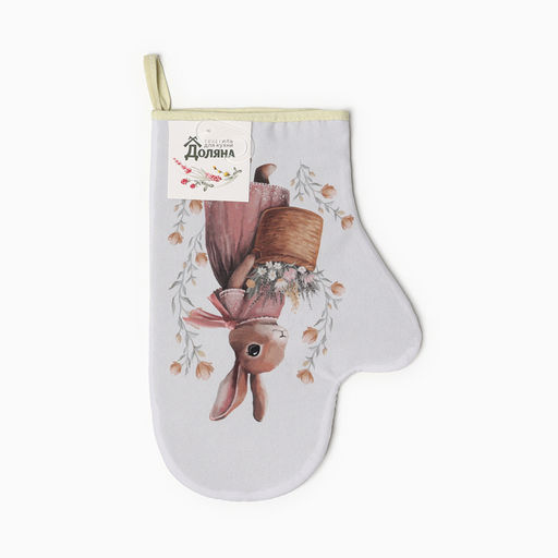 Варежка-прихватка «Доляна. Зайчиха», 20×28 см, 35% хлопок, 65% п/э, ватин 250 г/м²