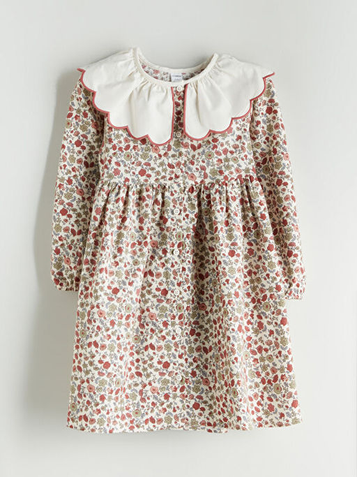 Bebe Yaka ?i?ekli K?z ?ocuk Elbise