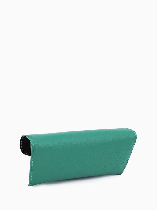 Футляр для очков на кнопке, однотонный, размер 17×4×7 см, зелёный