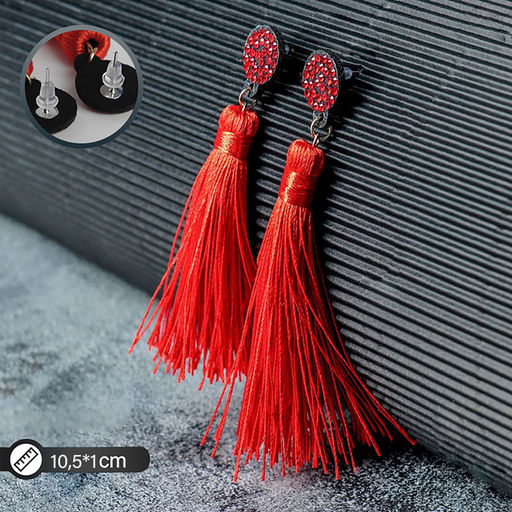 Серьги «Кисти» гармония, цвет красный, L кисти 8.5 см