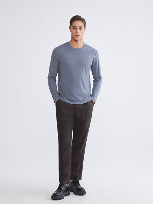 Bisiklet Yaka Uzun Kollu Erkek Ti??rt