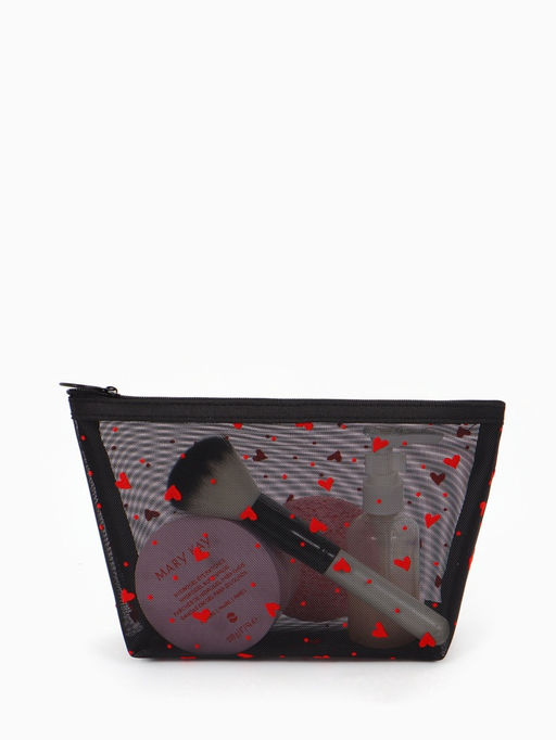 Косметичка женская Little love, с рисунком, на молнии, чёрная