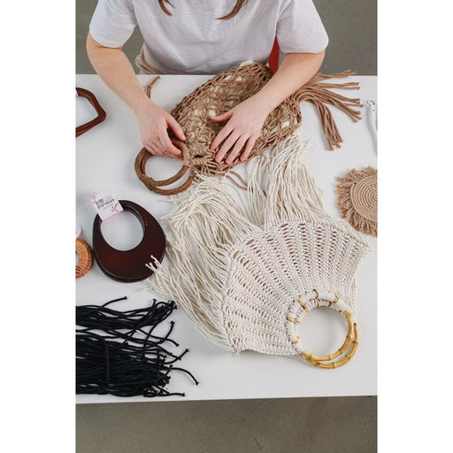 Ручки для сумки, 2 шт., бамбук, d=15, 17 см, толщина 0.8 см