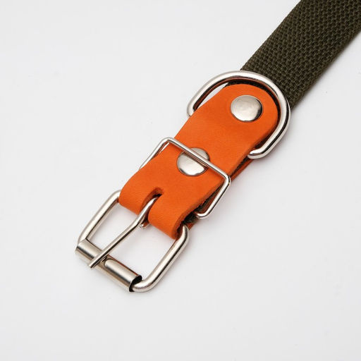 Ошейник брезентовый однослойный, 66 х 3 см, ОШ 33-60 см, тёмно-зелёный - Пижон фото 3