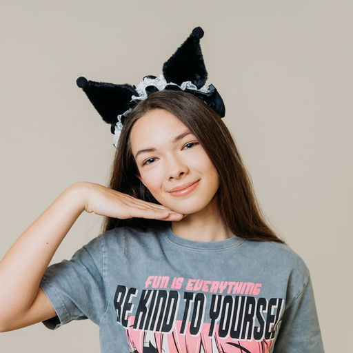 Карнавальный ободок новогодний Кошка аниме с рюшками, цвет черный - Страна карнавалия фото 2