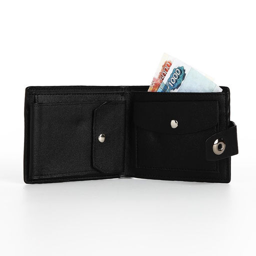 Портмоне мужское на магните, отдел для купюр, для карт, для монет, чёрное