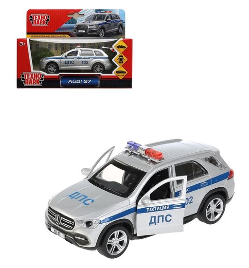. Модель "Audi Q7 Полиция" металл 12 см, двер, багаж, инер, серебристый, арт.Q7-12POL-SR